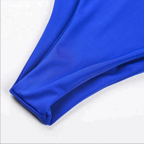 Sexy rich blue cut out backless one piece swimsuit - Picture 3 of 4